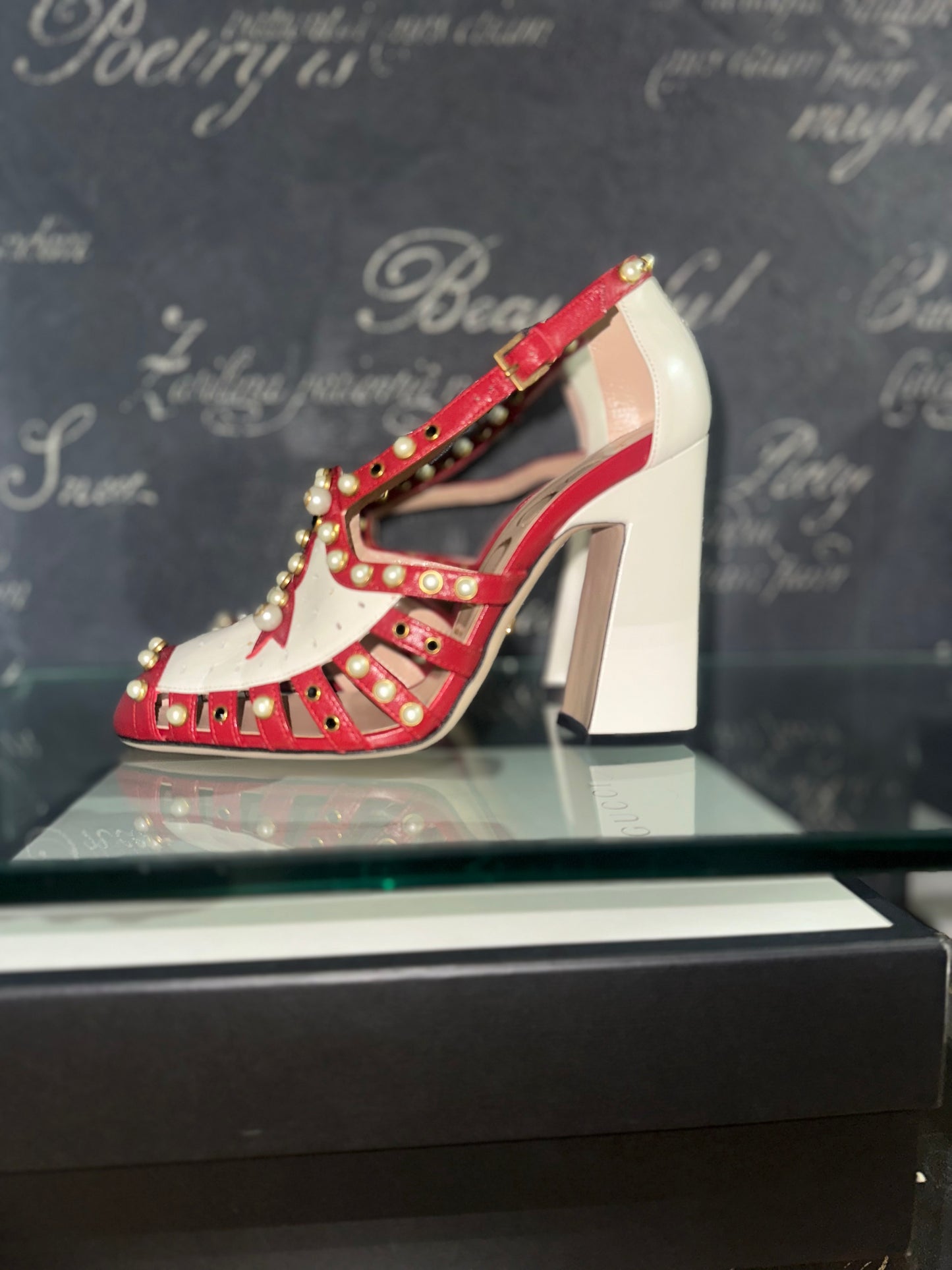 Tracy Pearl Studded Leather Pump Sandals