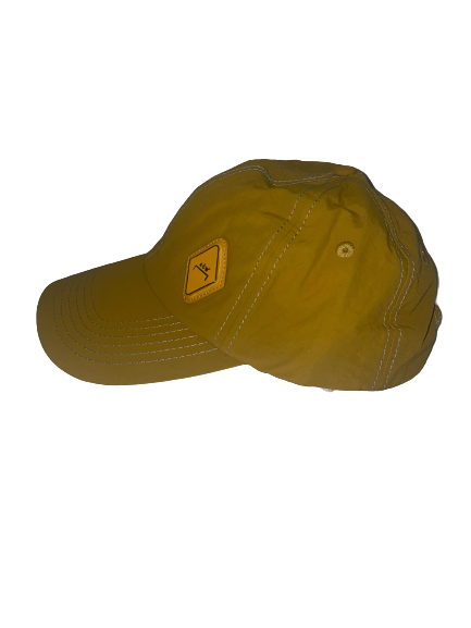 Yellow A-COLD-WALL* Diamond Baseball Cap with a metal A-COLD-WALL* logo on the front, made of durable nylon material, and featuring a bracket closure at the back.