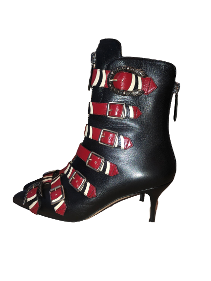 Susan Leather Buckle Booties