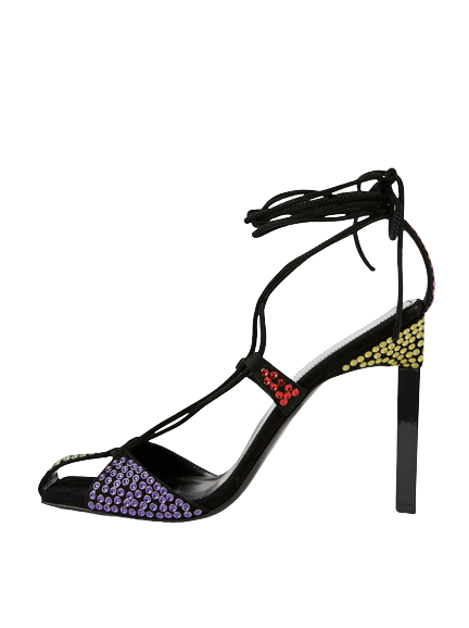 Adele Embellished Suede Sandals with Ankle Ties