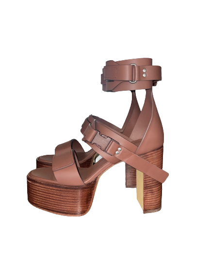 Wood Heel Platform Ankle-Strap Sandals