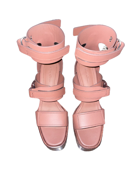 Wood Heel Platform Ankle-Strap Sandals